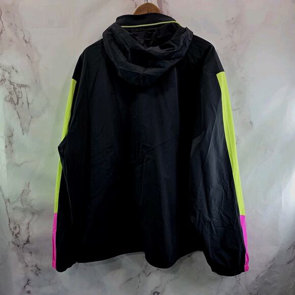 Chubbies Jacket Mens 2XL Black Green Pink Retro Windbreaker Zip Packable Hood - Picture 5 of 11